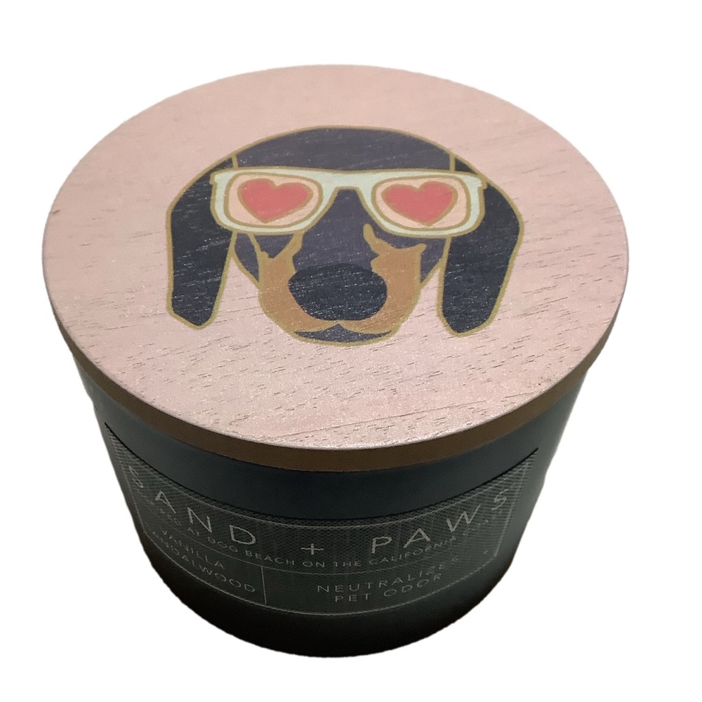 Sand & Paws Dachshund Doxie Heart Glasses Candle Vanilla Sandlewood New